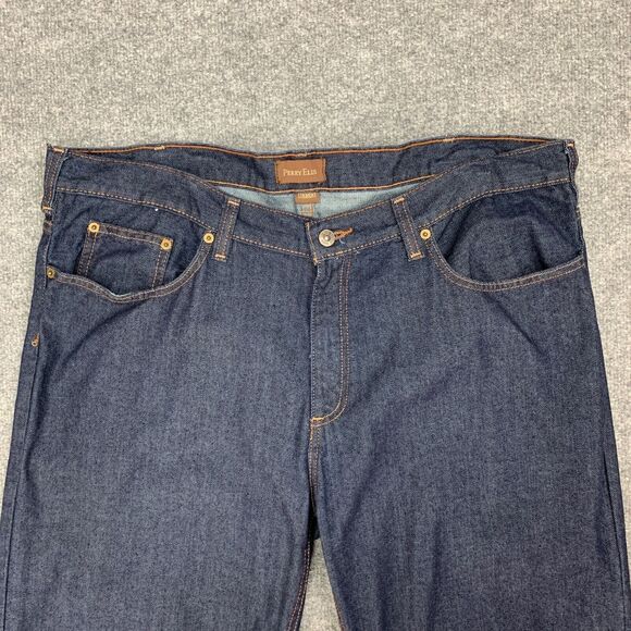 Vintage Perry Ellis Jeans Mens 40 Straight Leg Dark Wash Denim Mid Rise Cotton - Picture 3 of 12